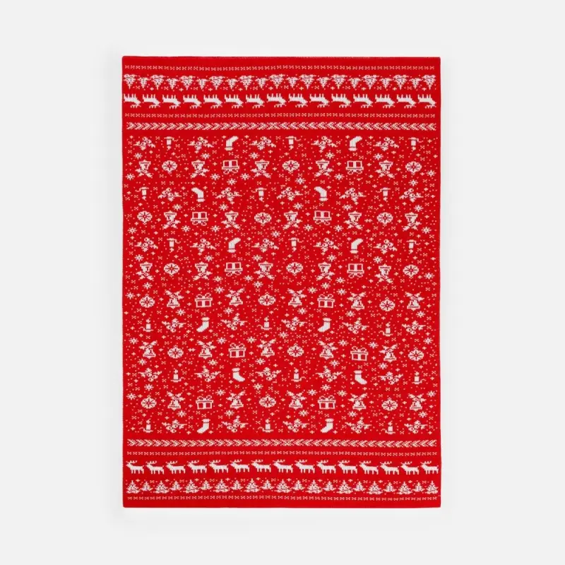 Плед Holidale, красный с молочным