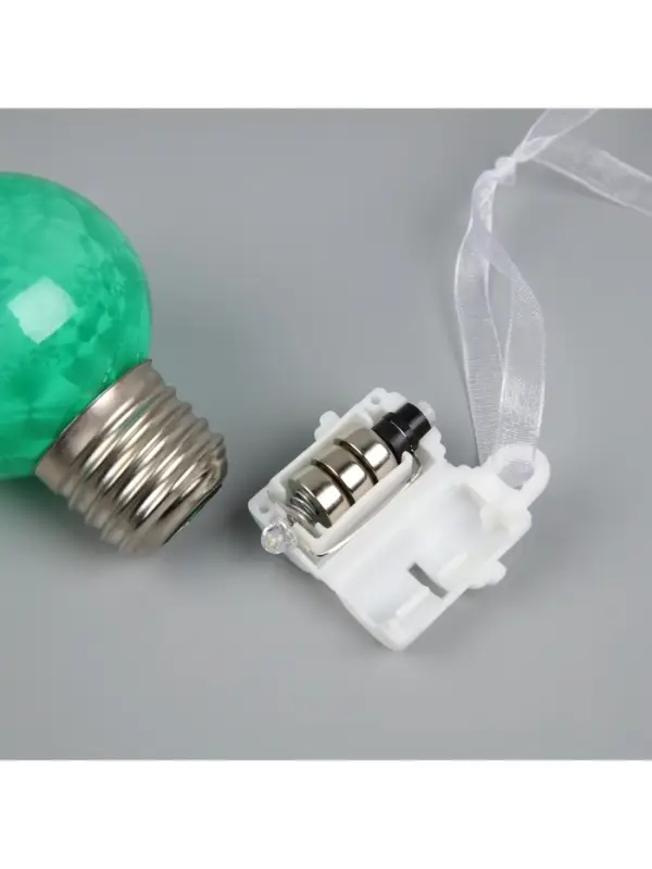 Ёлочный шар &laquo;Зимний узор зелёный&raquo;, d=5 см, 1 LED, от батареек AG13&times;3, свечение тёплое белое