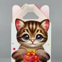 Подарочная коробка, упаковка «Котик» 10×10×10 см