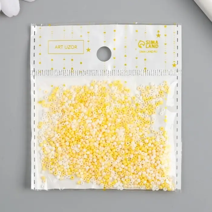 Бисер стекло 11/0 "Меланж жёлтый.  Глянец" 10 гр