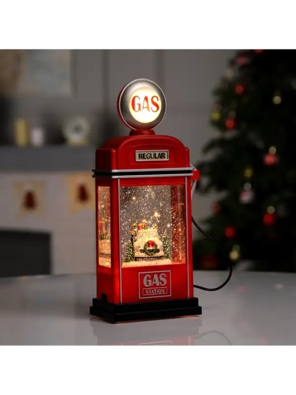 Светодиодная фигура &laquo;Бензоколонка&raquo; 11.5&times;28&times;7.5 см, пластик, от батареек ААх3, USB, свечение тёплое белое