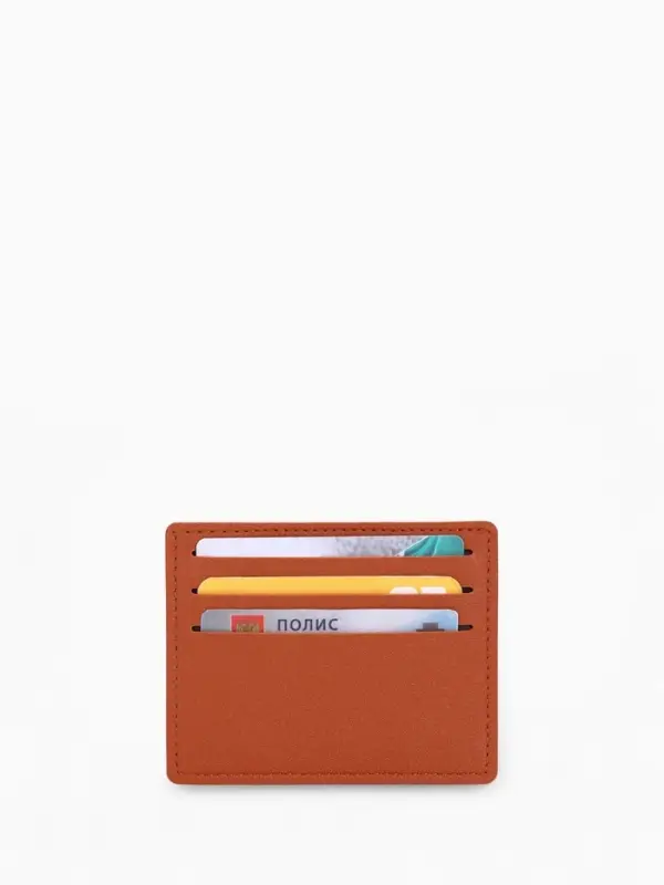 Картхолдер, на 6 карт, отделение для купюр, рыжий
