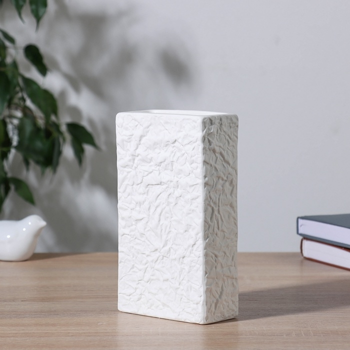 Ваза керамика настольная Ваза керамика настольная "Блейз" геометрия, 19,5х11 см, белый