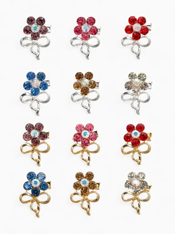 Брошь &laquo;Ассорти&raquo;, цветы с бантом, МИКС