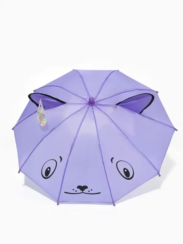 Зонт детский механический &laquo;Животные&raquo;, r &mdash; 24 см, с ушками, цвет МИКС