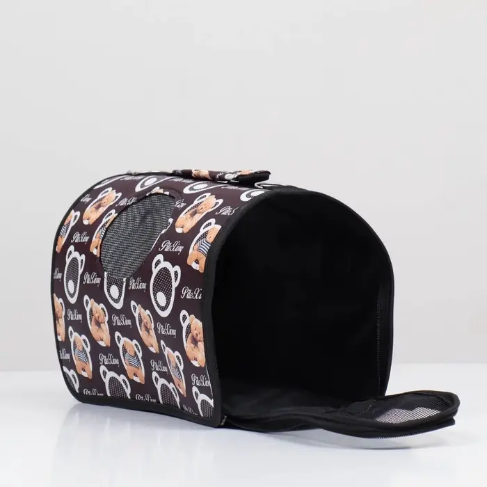 Сумка - переноска &laquo;Бурые медведи&raquo;, размер S, 37.5&times;17&times;22 см, каркасная, коричневая