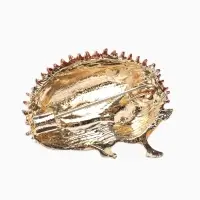 Брошь &laquo;Ежик&raquo; с цветами, цвет коричнево-оранжевый в золоте