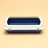 Туалет для кошек, 36&times;26&times;9 см, средний, с бортом, пластик, синий, белый