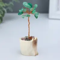 Сувенир "Котик-горшок и зелёное дерево" 12 камней 3,3х3,4х8,8 см