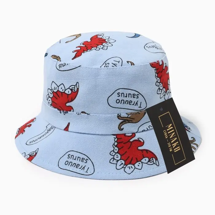 Панама детская MINAKU «Динозавры», размер 49-50, синяя