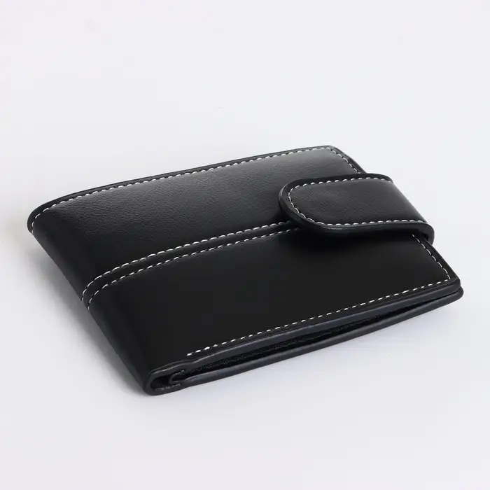 Портмоне мужское на кнопке, чёрное
