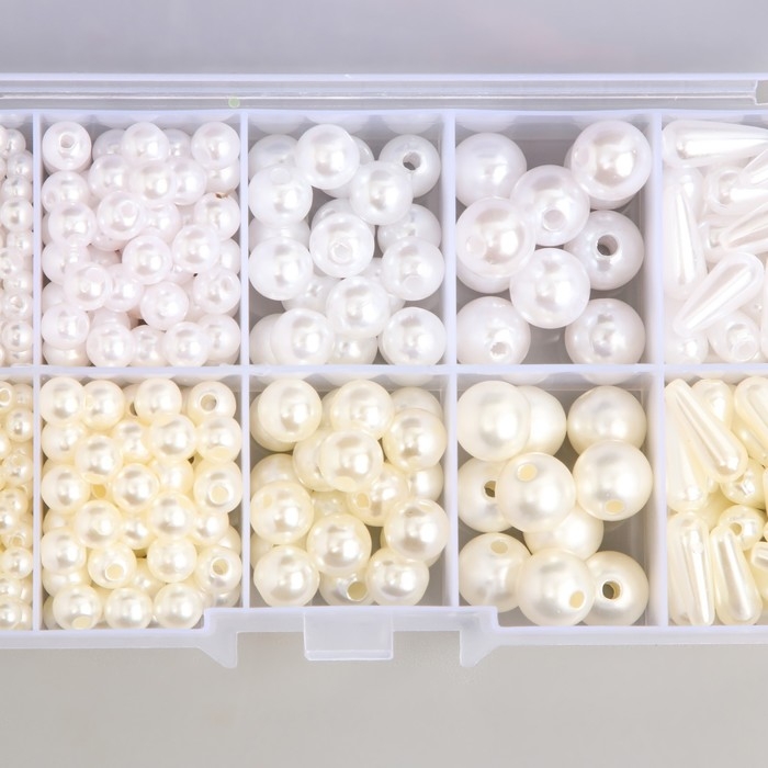 Бусины в шкатулке Бусины в шкатулке "Жемчужные" 10 делений 12,9х6,7х2,2 см