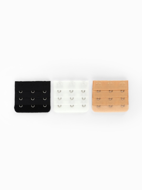 Застёжка для бюстгальтера, удлинитель, 3 ряда 3 крючка, 5.5×5 см, 3 шт. Застёжка для бюстгальтера, удлинитель, 3 ряда 3 крючка, 5.5×5 см, 3 шт.