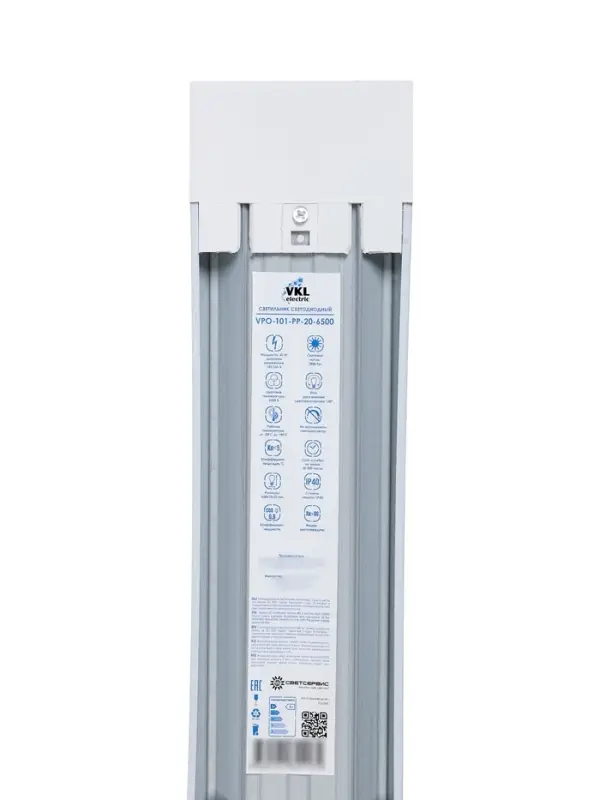 Светильник светодиодный VKL electric, 20 Вт, 1800 Лм, 6500К, 600&times;75&times;23 мм, матовый белый