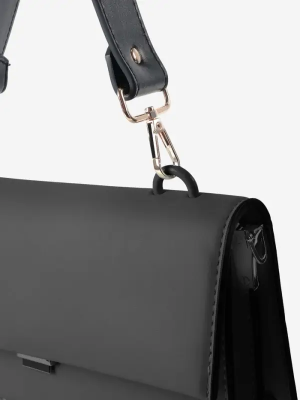 Ручка для сумки, с карабинами, 35&plusmn;1 см &times; 3.5 см, цвет чёрный, золотой