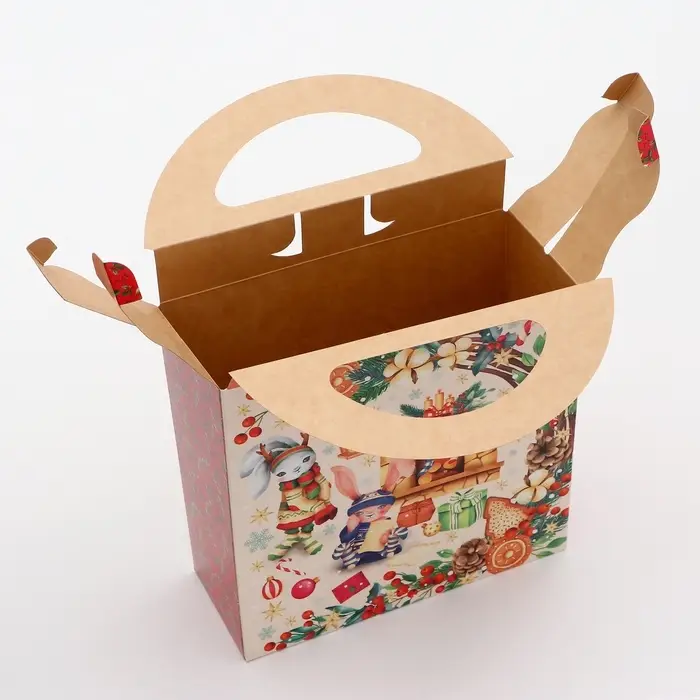 Коробка подарочная новогодняя складная «ХэппиТайм» 17×6.5×17 см