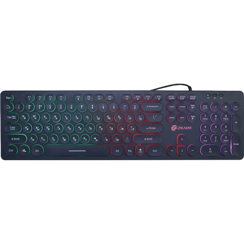 Клавиатура Oklick 420MRL черный USB slim Multimedia LED (1091226)