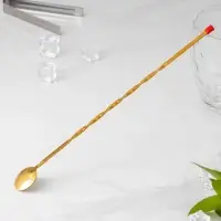 Ложка барная с мадлером из нержавеющей стали, длина 33,5 см, цвет золотой Ложка барная с мадлером из нержавеющей стали, длина 33,5 см, цвет золотой