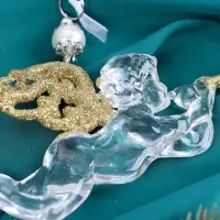 Ёлочная игрушка &laquo;Зимнее волшебство. Ангел с трубой&raquo;, 14&times;8 см, прозрачно-золотой