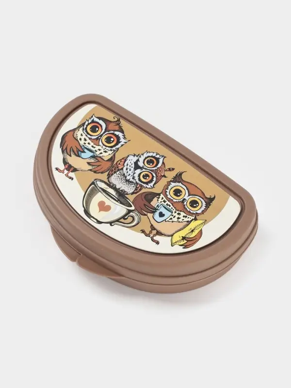 Бутербродница IDEA &laquo;Совы&raquo;, 325 мл, 10.5&times;15&times;4 см, пластик, коричневая