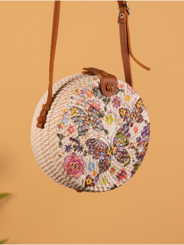 Сумка плетеная ротанг Сумка плетеная ротанг "Бабочки", 15х6х60 см