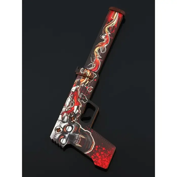 Набор сувенирное оружие «Красный с золотом», автомат, пистолет с глушителем, нож-штык, 3 шт