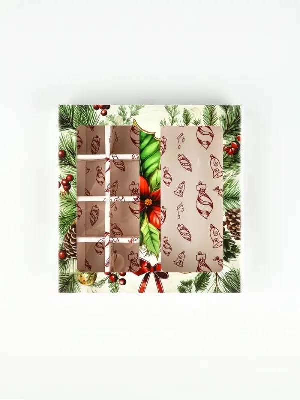 Коробка под 8 конфет и шоколад, с окном &laquo;Новогодние подарки&raquo;, 17.7&times;17.8&times;3.8 см