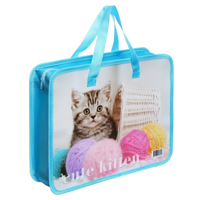 Папка с ручками пластиковая А4 Calligrata  Папка с ручками пластиковая А4 Calligrata "Котёнок", 32,2х25,6х7 см,