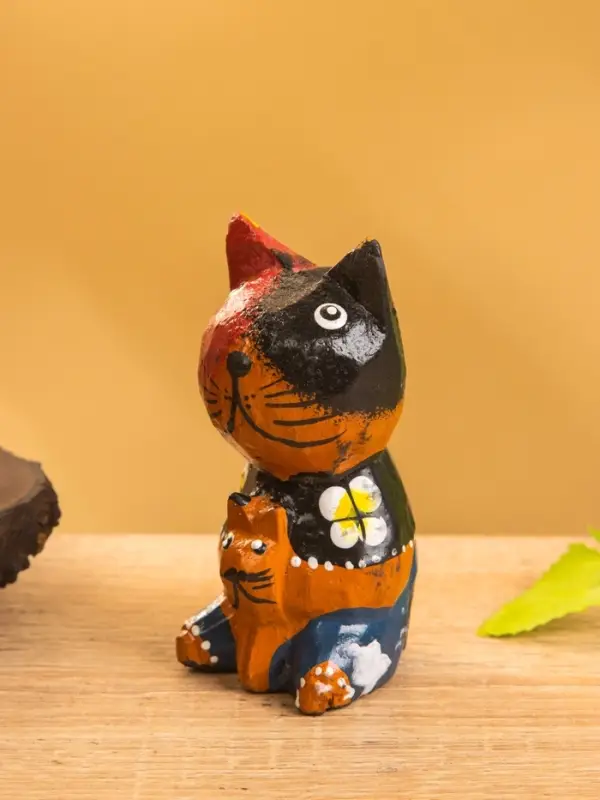 Сувенир интерьерный "Котики" 5х5х8 см, дерево, цв. рыжий