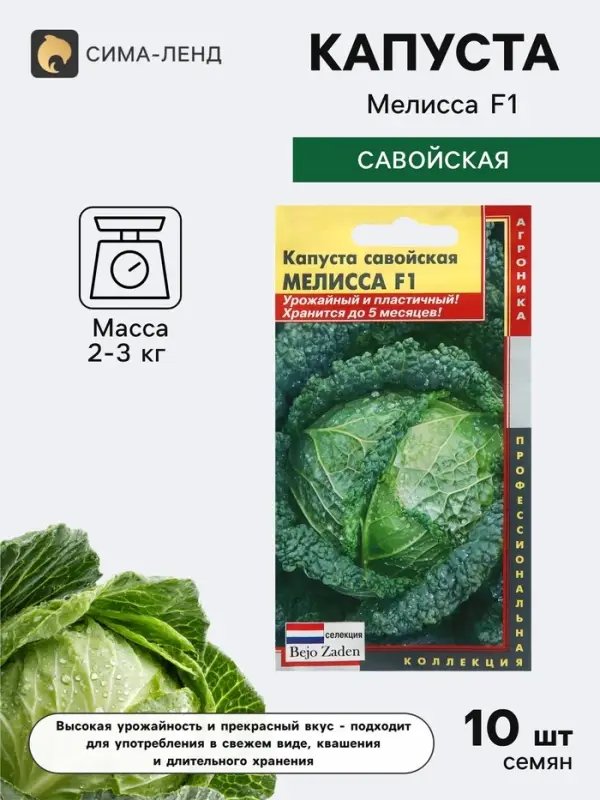 Семена Капуста савойская &laquo;Мелисса&raquo;, F1, 10 шт., &laquo;Агроника&raquo; селекция Bejo Zaden