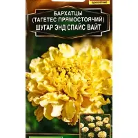 Семена цветов Бархатцы Шугар энд спайс вайт прямостоячие Золотая серия, Ц/П,10 шт. Семена цветов Бархатцы Шугар энд спайс вайт прямостоячие Золотая серия, Ц/П,10 шт.