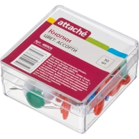 Кнопки канцелярские Attache 12мм, пластиковая шляпка, цветные 50шт пласт.уп