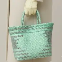 Сумка плетёная, 30&times;15&times;35 см, пластик, бирюзовая с чёрным