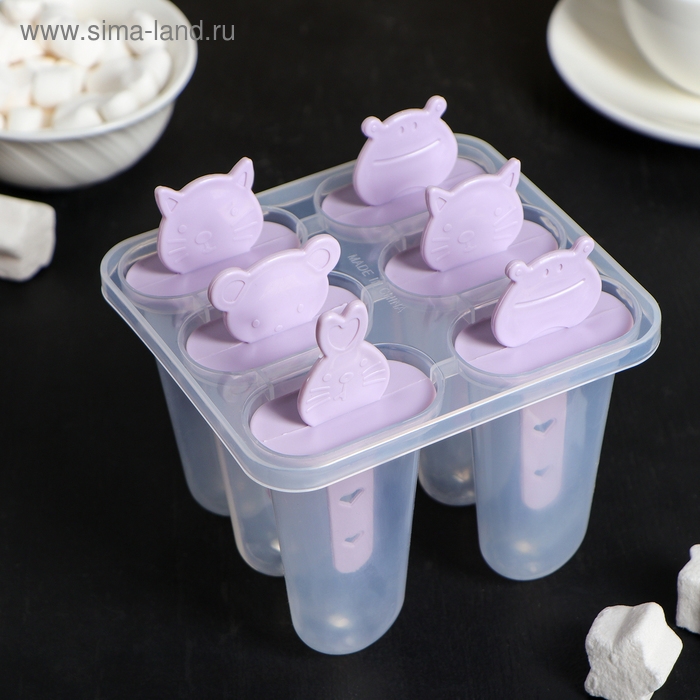 Форма для мороженого «Мордашки», 11×11×11 см, 6 ячеек, цвет прозрачный Форма для мороженого «Мордашки», 11×11×11 см, 6 ячеек, цвет прозрачный