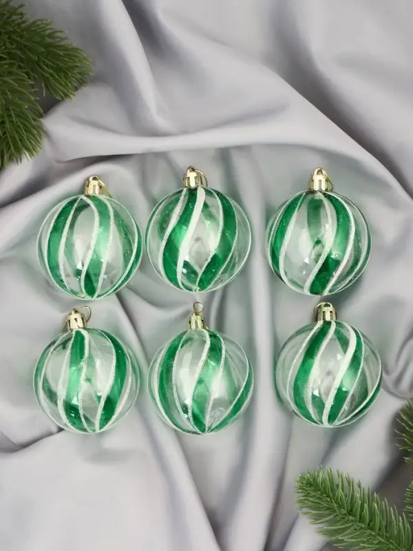 Ёлочные игрушки &laquo;Ариан&raquo;, шары новогодние, d=6 см, набор 6 шт., зелёный