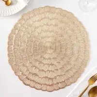 Салфетки сервировочные на стол Доляна &laquo;Бутоны&raquo;, d=38 см, 4 шт., золотые