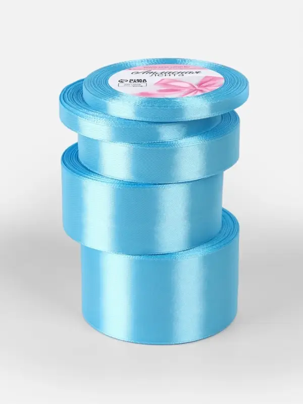 Набор атласных лент, 5 шт., 6/10/20/40/50 мм, 23&plusmn;1 м, голубой