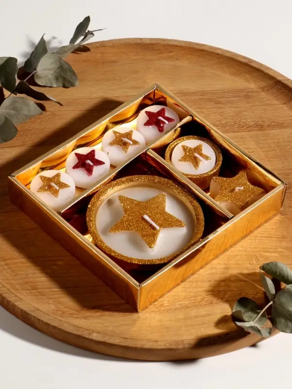 Набор свечей  Набор свечей "Звёзды и подсвечник" 7 шт 15,8х16,8х3,3 см