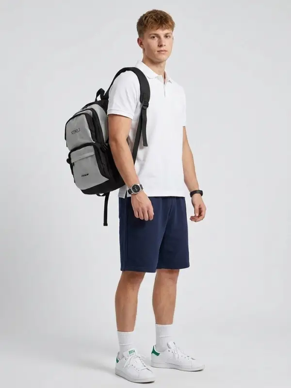 Рюкзак городской, 2 отделения, 6 карманов, 29&times;12.5&times;44 см, серый, чёрный