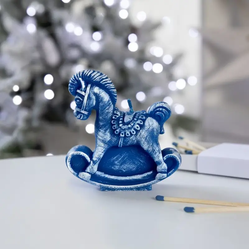 Свеча фигурная «Лошадка-качалка», синяя Свеча фигурная «Лошадка-качалка», синяя