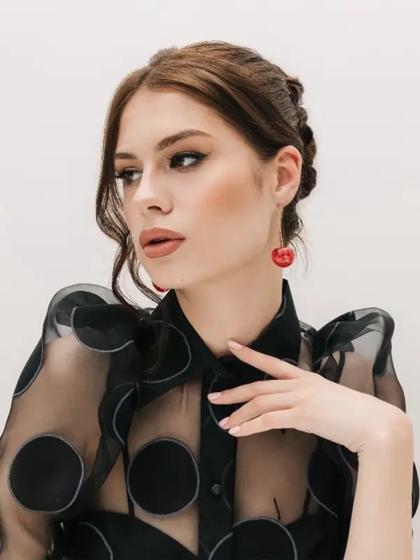 Серьги пластик &laquo;Ягодка&raquo;, черешня, красные в золоте