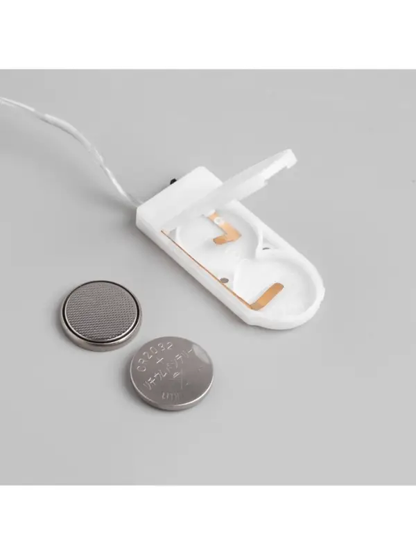 Гирлянда &laquo;Нить&raquo; 2 м роса, IP20, серебристая нить, 20 LED, батарейки CR2032&times;2 (в комплекте), свечение тёплое белое