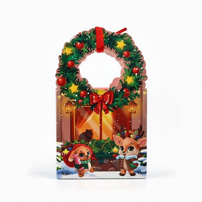 Коробка новогодняя складная «Новогодний домик» 12.3 х 21 х 5.3 см, Новый год Коробка новогодняя складная «Новогодний домик» 12.3 х 21 х 5.3 см, Новый год