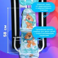 Снегокат &laquo;Тимка спорт 6Д&raquo; с забавными медвежатами, с двумя спинками, с родительской ручкой, бирюзовый, ТС6Д/ЗМ Nika