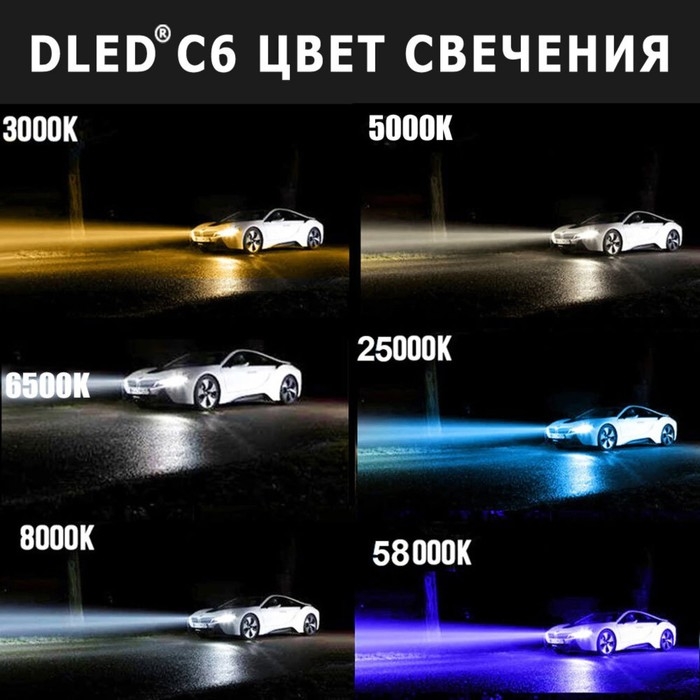 Светодиодная лампа DLED H1, C6 Original, 12V, 6500K, в наборе 2 шт Светодиодная лампа DLED H1, C6 Original, 12V, 6500K, в наборе 2 шт