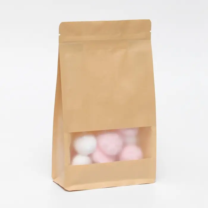 Пакет Zip - lock Крафт с плоским дном, прямоугольное окно, 16×26 см Пакет Zip - lock Крафт с плоским дном, прямоугольное окно, 16×26 см