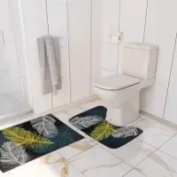 Коврики для ванной и туалета Доляна &laquo;Пёрышки&raquo;, 2 шт., 50&times;80 см, 50&times;40 см, форма МИКС