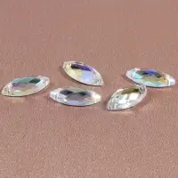 Стразы пришивные &laquo;Лепесток&raquo;, лодочка, из органического стекла, с голографией, 7&times;15 мм, 50 шт.