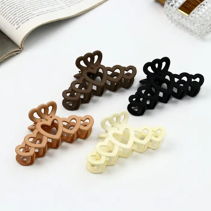 Крабик для волос &laquo;Леона&raquo;, сердца матовый, 10 см, МИКС