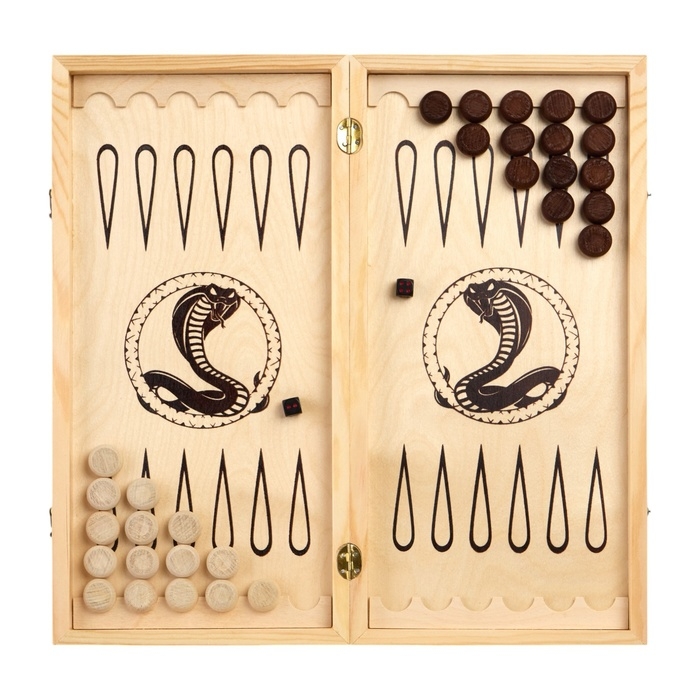 Нарды Нарды "Кобра", деревянная доска 40 х 40 см, с полем для игры в шашки